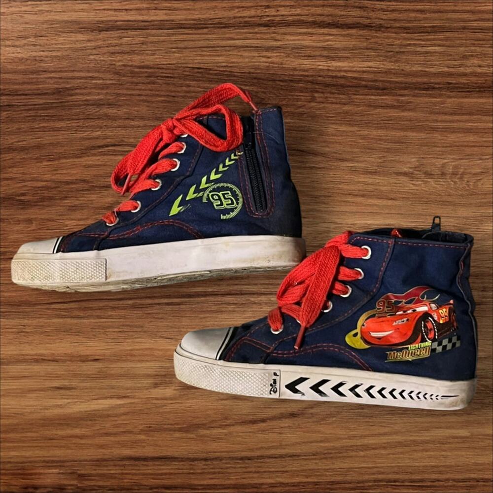 Disney Pixar Cars Lightning McQueen High Top Sneakers Kids Size 10